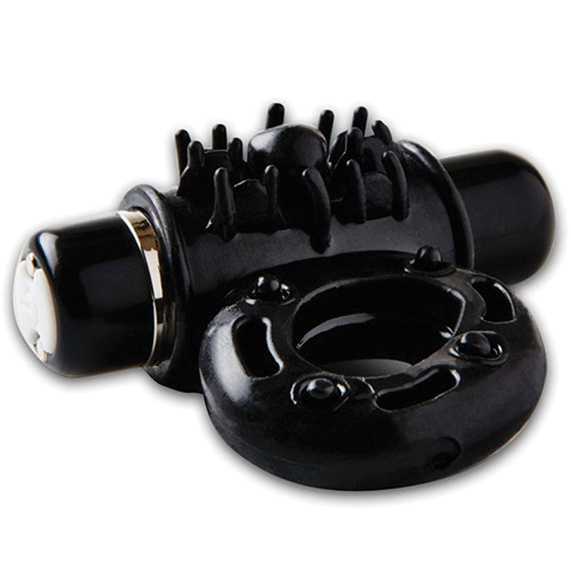 Sensuelle 7 Function Rechargeable Bullet Ring - Black - UABDSM