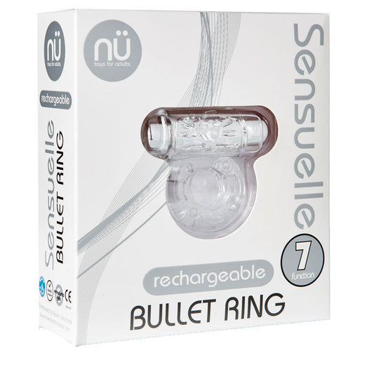 Sensuelle 7 Function Rechargeable Bullet Ring - Clear Sensuelle 7 Function Rechargeable Bullet Ring - Clear - UABDSM