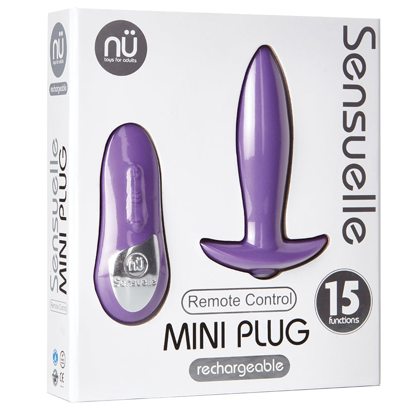 Sensuelle Remote Control Rechargeable 15 Function Mini Plug - Purple - UABDSM