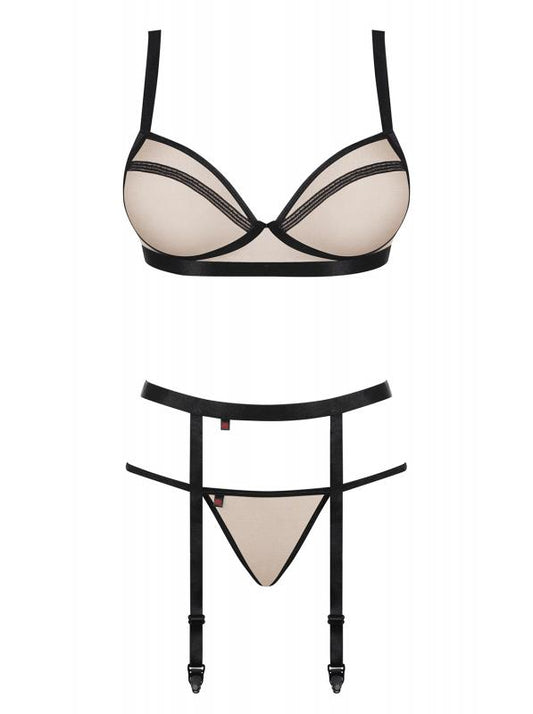 Nudelia 3-piece Garter Set - Nude/Black Nudelia 3-piece Garter Set - Nude/Black - UABDSM