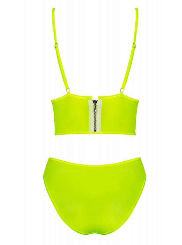 Neonia 2-piece Bra Set With Zipper - Neon Yellow - UABDSM
