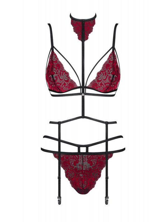 Sugestina 3-Piece Suspender Set - Black/Red Sugestina 3-Piece Suspender Set - Black/Red - UABDSM