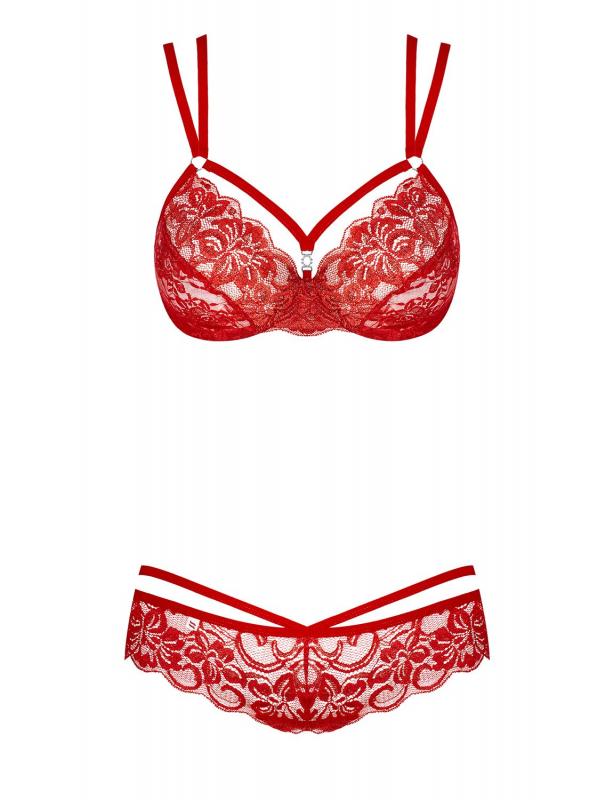 2 Piece Lace Bra Set - Red - UABDSM