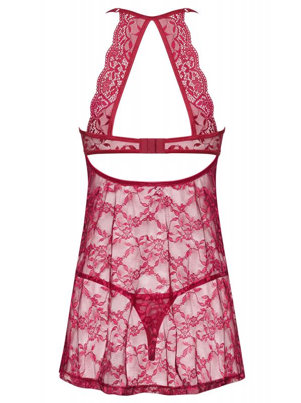 Ivetta Lace Babydoll With Thong - Red - UABDSM