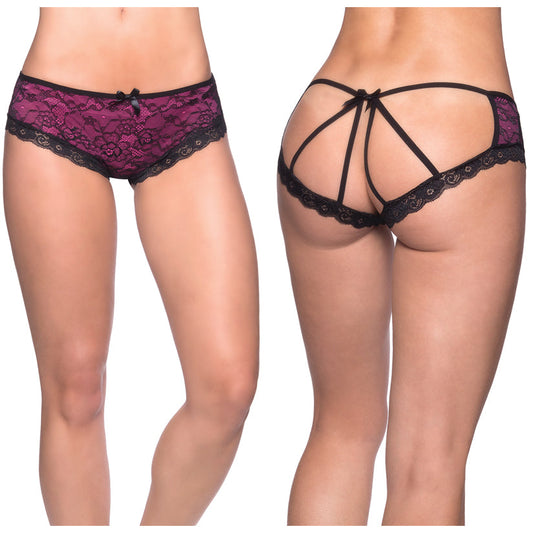 Cage Back Lace Panty - Small/ Medium - Black/pink Cage Back Lace Panty - Small/ Medium - Black/pink - UABDSM