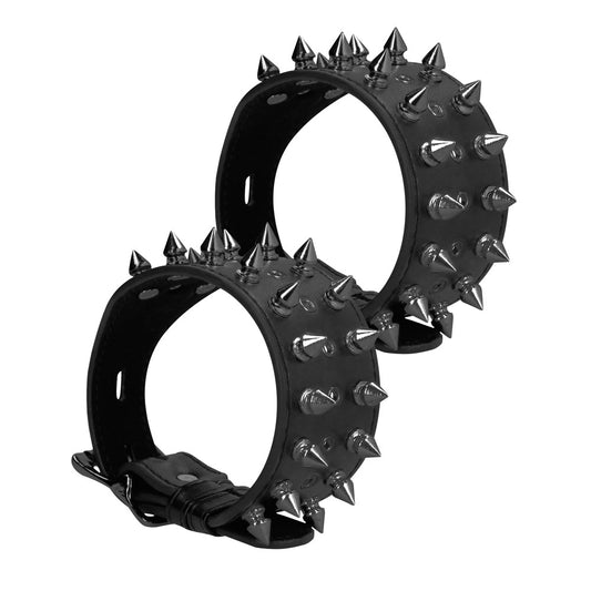 Ouch Skulls And Bones Black Ankle Cuffs With Spikes Ouch Skulls And Bones Black Ankle Cuffs With Spikes - UABDSM