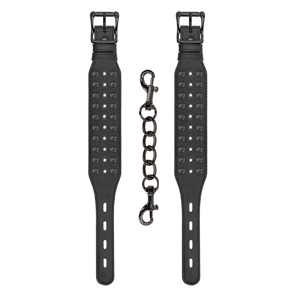 Ouch Skulls And Bones Black Ankle Cuffs With Spikes - UABDSM