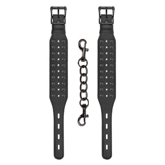 Ouch Skulls And Bones Black Ankle Cuffs With Spikes - UABDSM