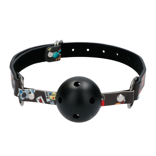 Ouch Breathable Ball Gag With Printed Leather Straps Ouch Breathable Ball Gag With Printed Leather Straps - UABDSM