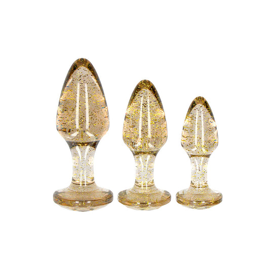 Ouch Golden Glitter Acrylic Butt Plug Set Ouch Golden Glitter Acrylic Butt Plug Set - UABDSM
