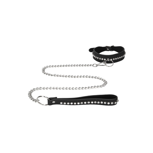 Ouch Diamond Studded Collar With Leash Ouch Diamond Studded Collar With Leash - UABDSM