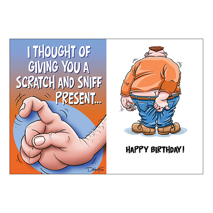 Greeting Card B-Day Giving You Scratch And Sniff Present - UABDSM