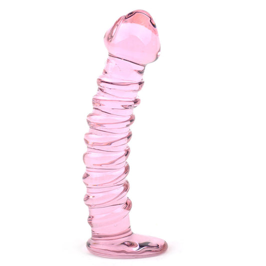Textured Pink Glass Dildo Textured Pink Glass Dildo - UABDSM