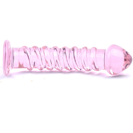 Textured Pink Glass Dildo - UABDSM