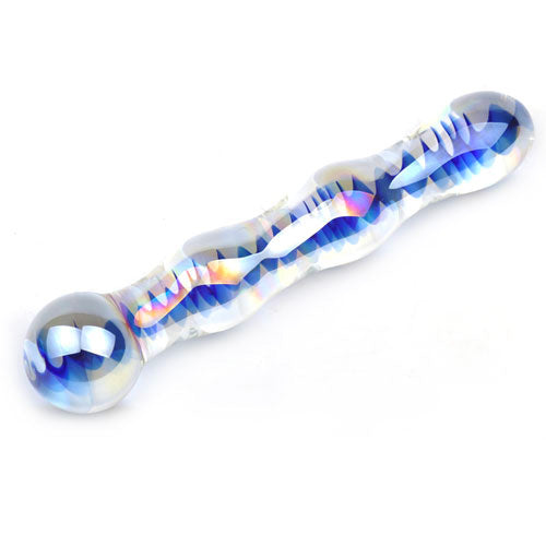 Blue Wavy Glass Dildo - UABDSM