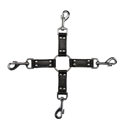 4-Way Black Leather Hogtie Cross 4-Way Black Leather Hogtie Cross - UABDSM