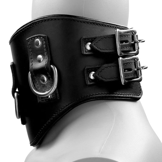 Heavy Duty Black Leather Padded Posture Collar - UABDSM