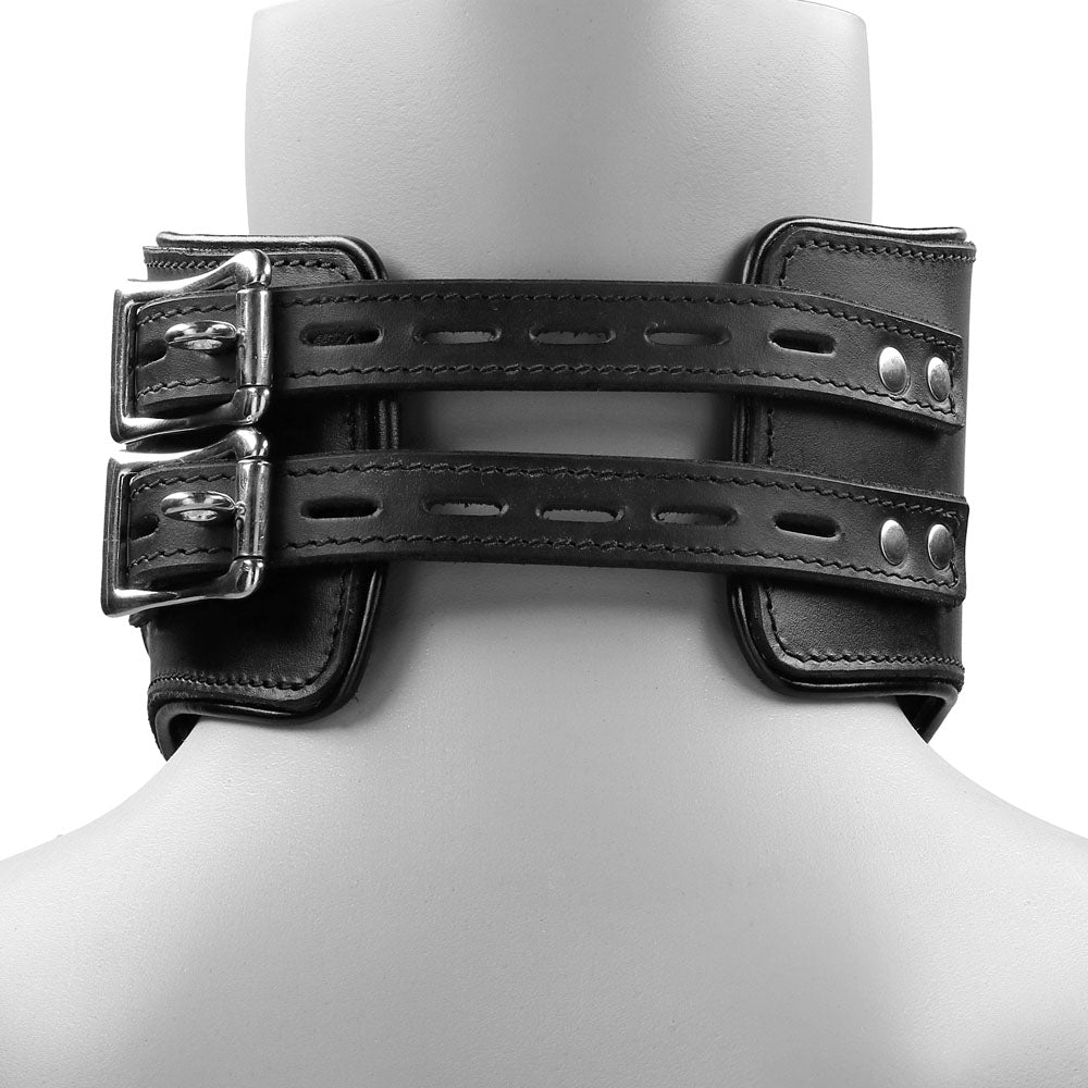 Heavy Duty Black Leather Padded Posture Collar - UABDSM