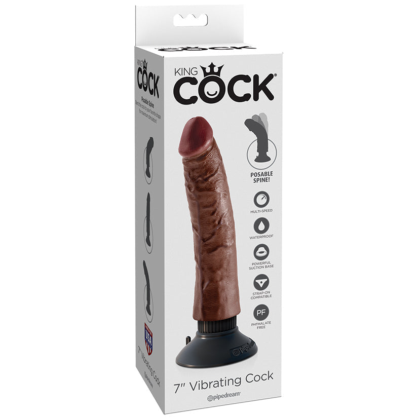 King Cock 7-Inch Vibrating Cock - Brown - UABDSM