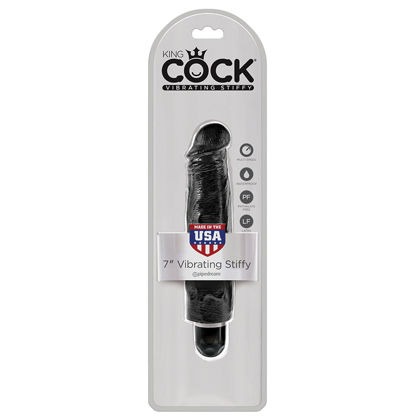 King Cock 7 Vibrating Stiffy - Black - UABDSM
