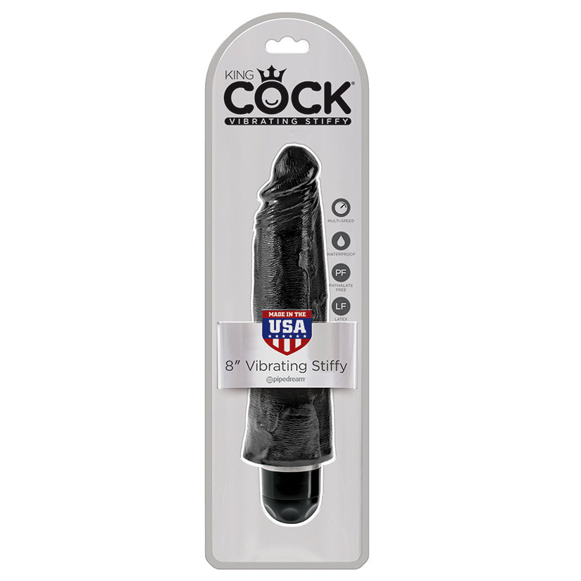 King Cock 8 Vibrating Stiffy Black - UABDSM