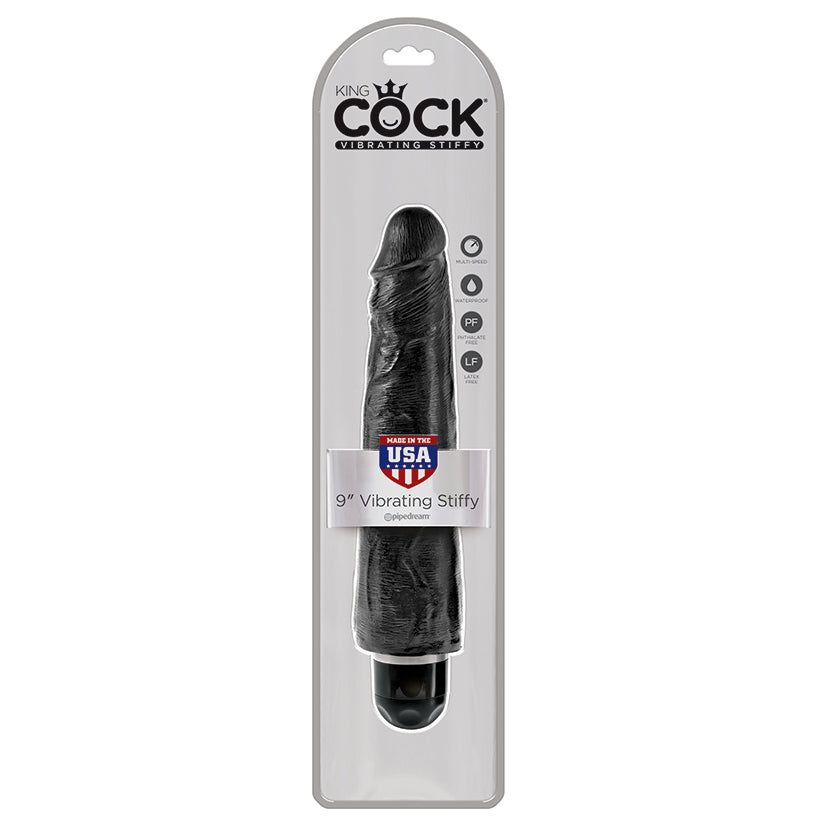 King Cock 9 Vibrating Stiffy Black - UABDSM