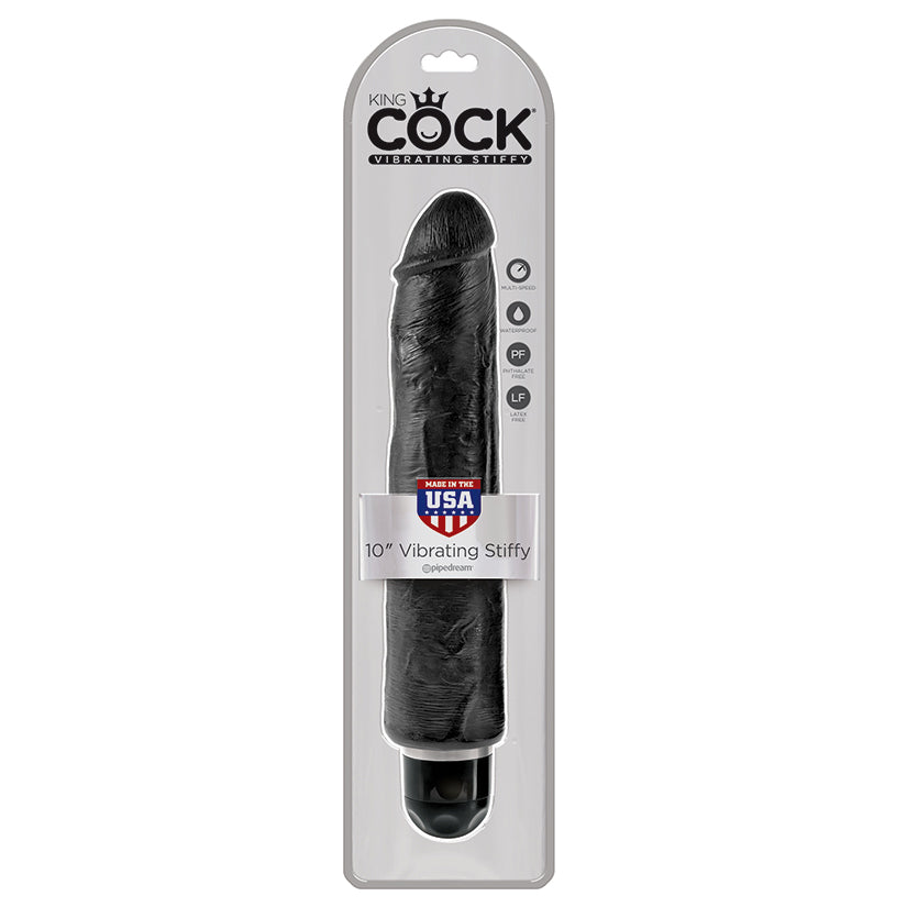 King Cock 10 Vibrating Stiffy Black - UABDSM