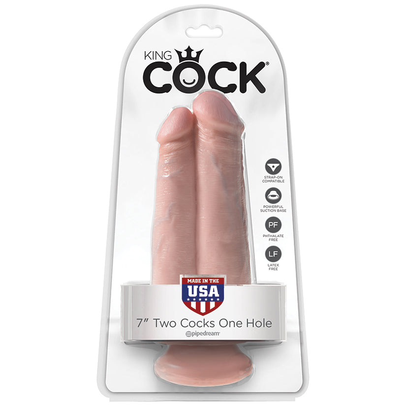 King Cock 7 Two Cocks One Hole - Light - UABDSM