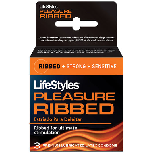 Lifestyles Pleasure Ribbed Lubricated Condoms - 3 Pack Lifestyles Pleasure Ribbed Lubricated Condoms - 3 Pack - UABDSM