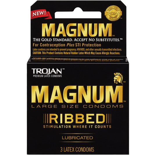 Trojan Magnum Ribbed Lubricated Condoms - 3 Pack Trojan Magnum Ribbed Lubricated Condoms - 3 Pack - UABDSM