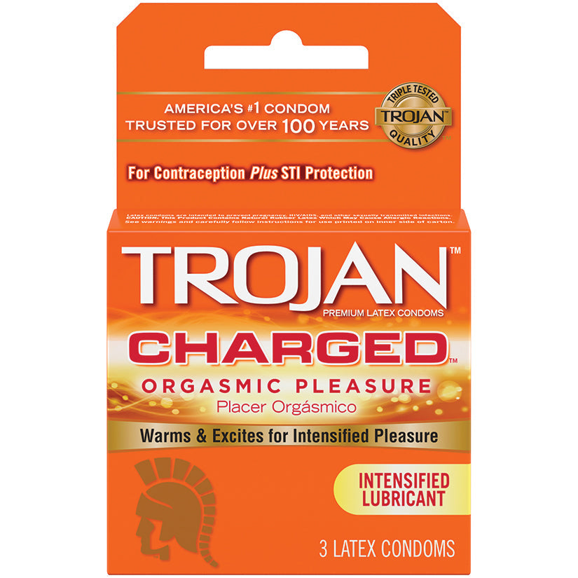 Trojan Intensified Charged Orgasmic Pleasure Condoms - 3 Pack - UABDSM