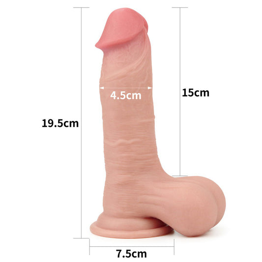 Sliding Skin Dual Layer Dildo 7.8 Inches - UABDSM