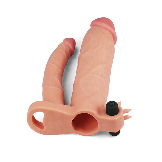 Lovetoy 3 Inch Vibrating Double Extender Flesh Pink - UABDSM