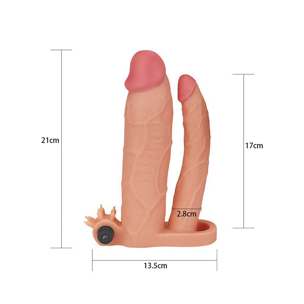 Lovetoy 3 Inch Vibrating Double Extender Flesh Pink - UABDSM