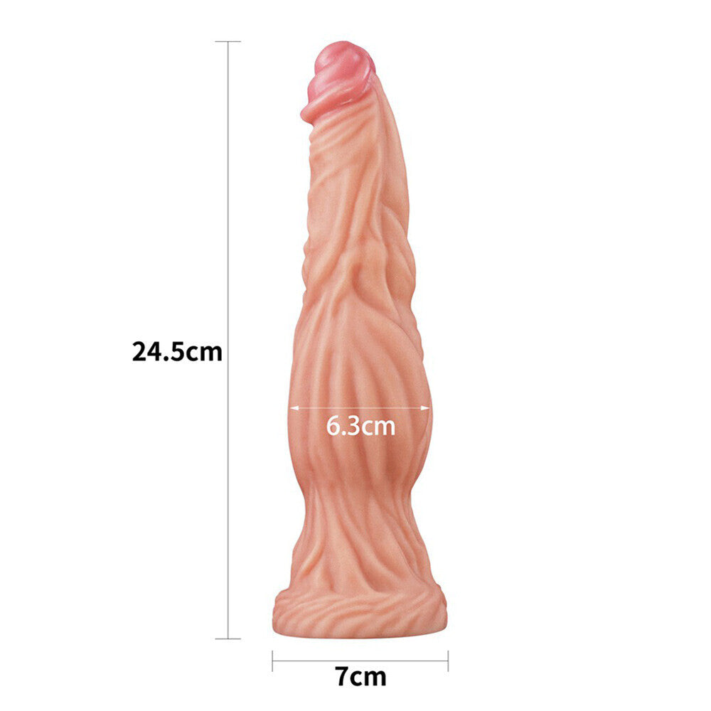 Lovetoy 9.5 Inch Dual Layered Silicone Cock Flesh Pink - UABDSM