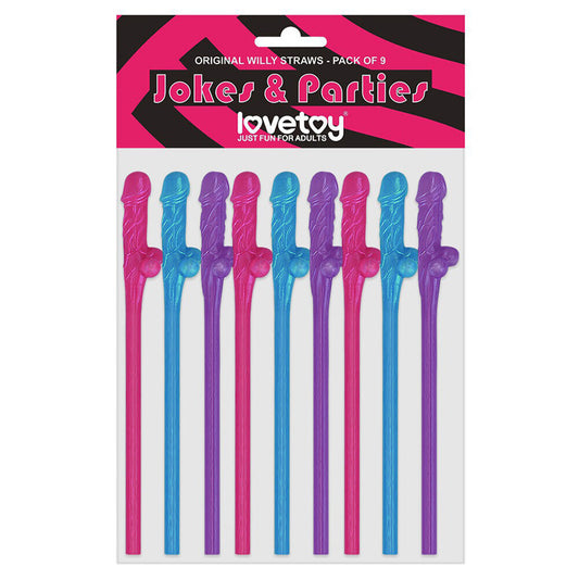 Lovetoy Pack Of 9 Willy Straws Blue Pink And Purple Lovetoy Pack Of 9 Willy Straws Blue Pink And Purple - UABDSM