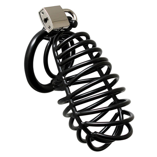 Black Metal Male Chastity Device With Padlock Black Metal Male Chastity Device With Padlock - UABDSM
