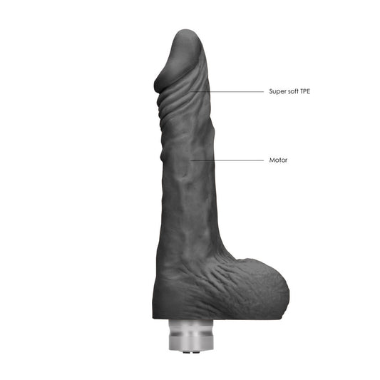 RealRock 9 Inch Black Realistic Vibrating Dildo With Balls RealRock 9 Inch Black Realistic Vibrating Dildo With Balls - UABDSM