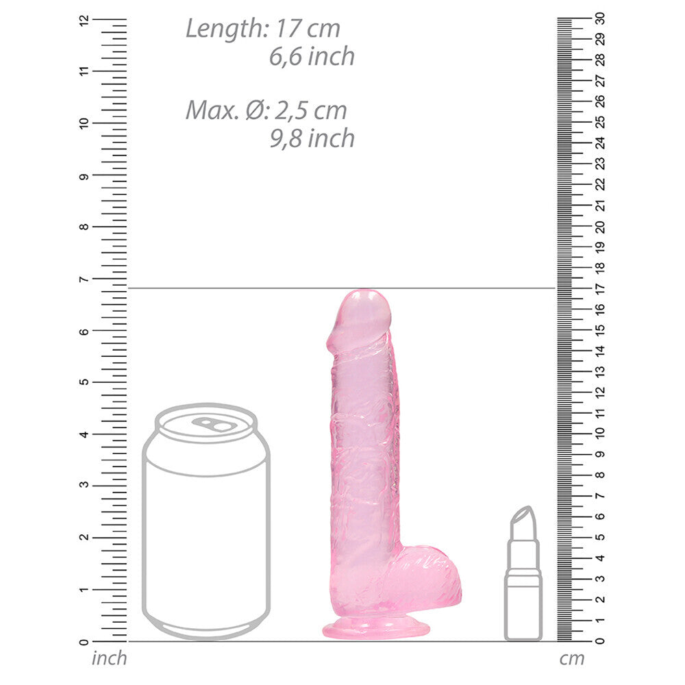 RealRock 6 Inch Pink Realistic Crystal Clear Dildo - UABDSM