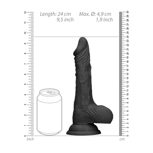 RealRock 9 Inch Dong With Testicles Black - UABDSM