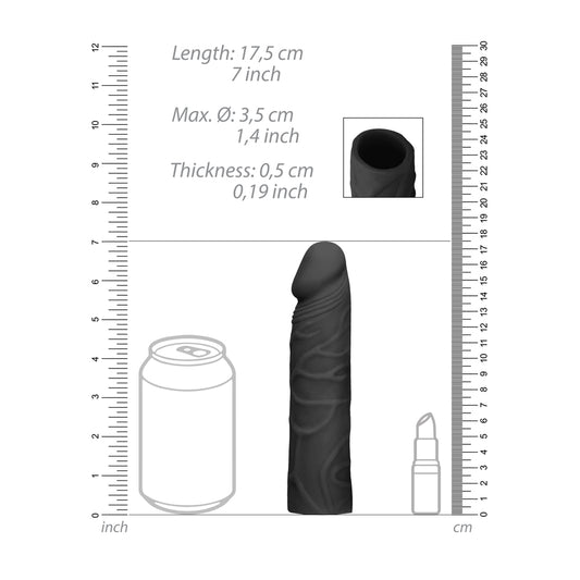RealRock 7 Inch Penis Sleeve Black - UABDSM