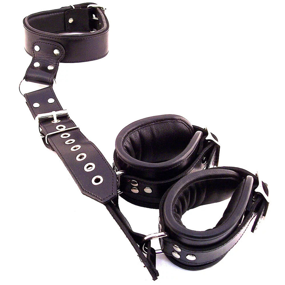 Rouge Garments Black Leather Neck to Wrist Restraints - UABDSM