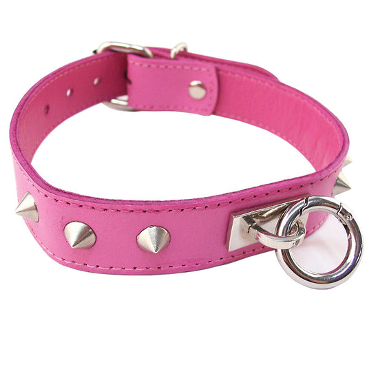 Rouge Garments Pink Studded O-Ring Studded Collar Rouge Garments Pink Studded O-Ring Studded Collar - UABDSM