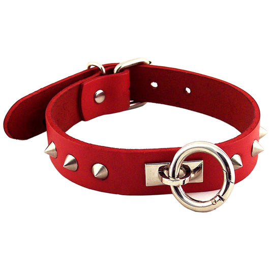 Rouge Garments Red Studded O-Ring Studded Collar Rouge Garments Red Studded O-Ring Studded Collar - UABDSM