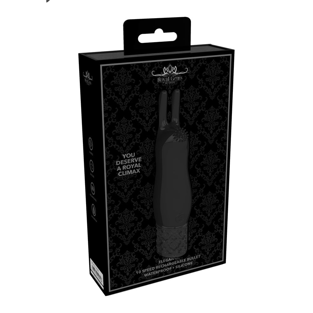 Royal Gems Elegance Rechargeable Silicone Bullet Black - UABDSM