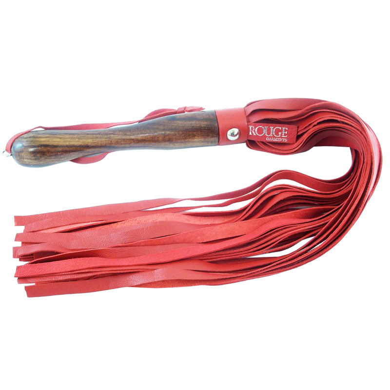 Rouge Garments Wooden Handled Red Leather Flogger - UABDSM