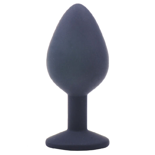 Medium Black Jewelled Silicone Butt Plug - UABDSM