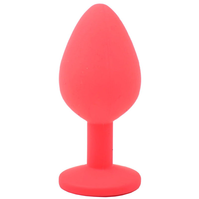 Medium Red Jewelled Silicone Butt Plug - UABDSM