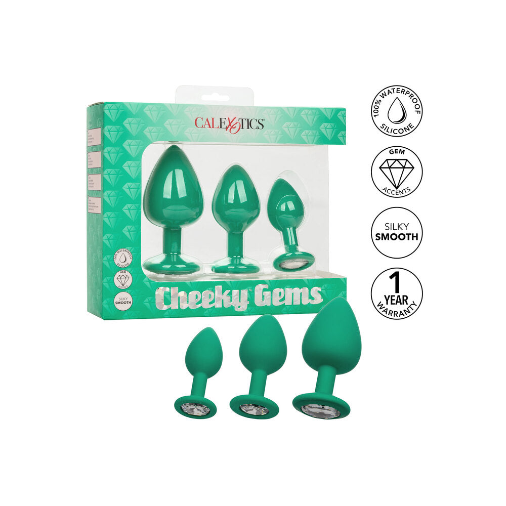 Cheeky Gems Butt Plugs 3 Piece Set Green - UABDSM