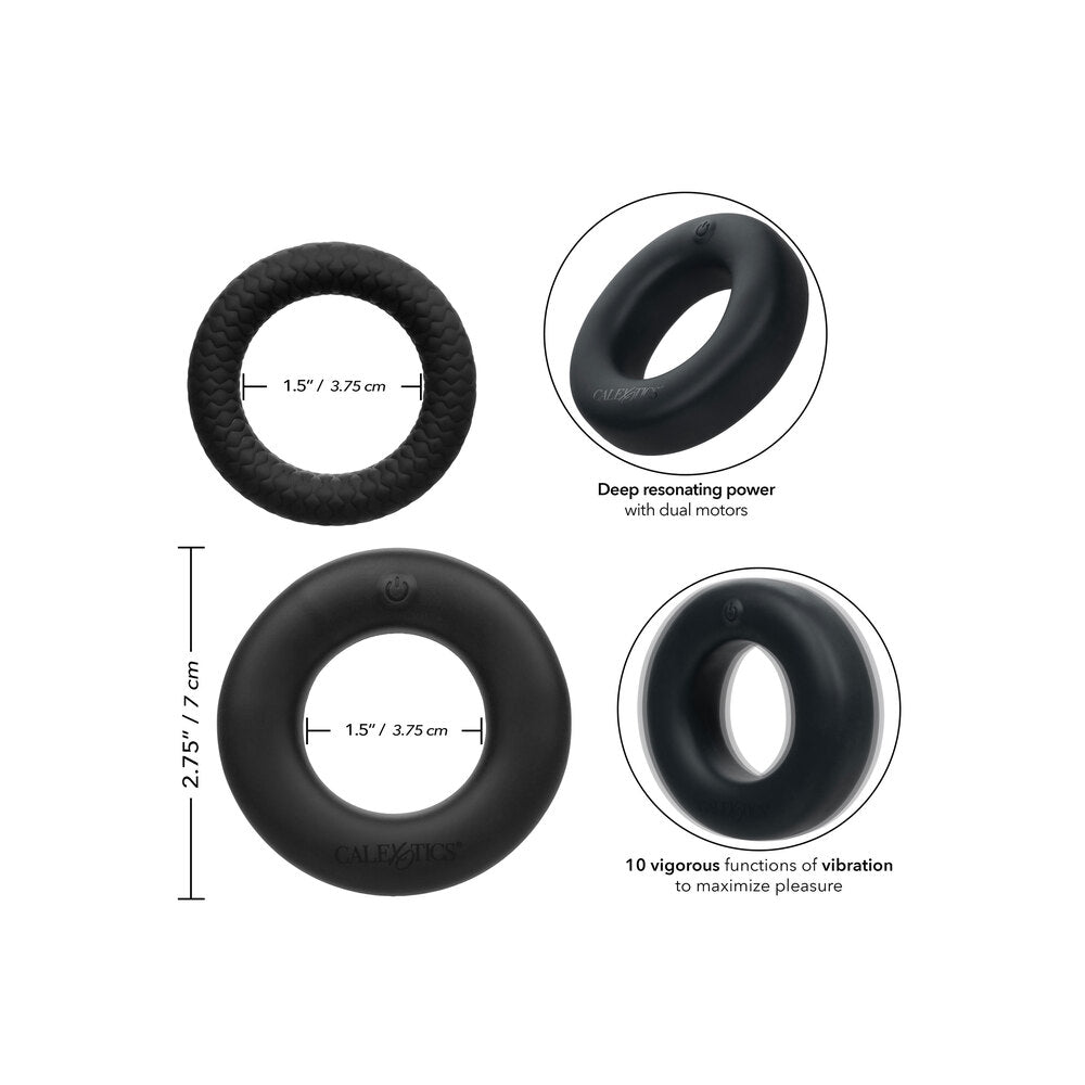 Link Up Optimum Vibrating Cock Ring Set Black - UABDSM